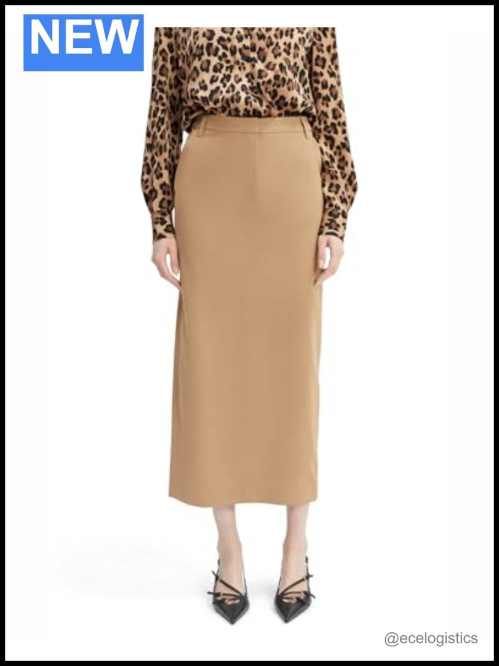 Structured Camel Utility Maxi Skirt with Concealed Zip and Pockets
